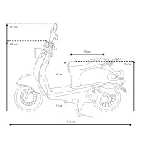 Motorroller Venus 50 ccm 45 km/h EURO 5 schwarz inkl. Topcase
