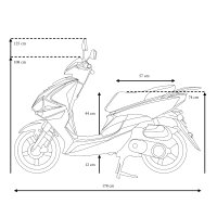 Motorroller Powermax 50 ccm 45 km/h EURO 5 dunkelgrau inkl. Topcase