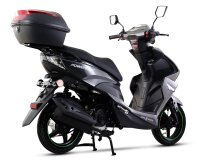 Motorroller Powermax 50 ccm 45 km/h EURO 5 dunkelgrau inkl. Topcase
