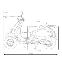 Motorroller Napoli 50 ccm 45 km/h Euro 5 silber-schwarz inkl. Topcase